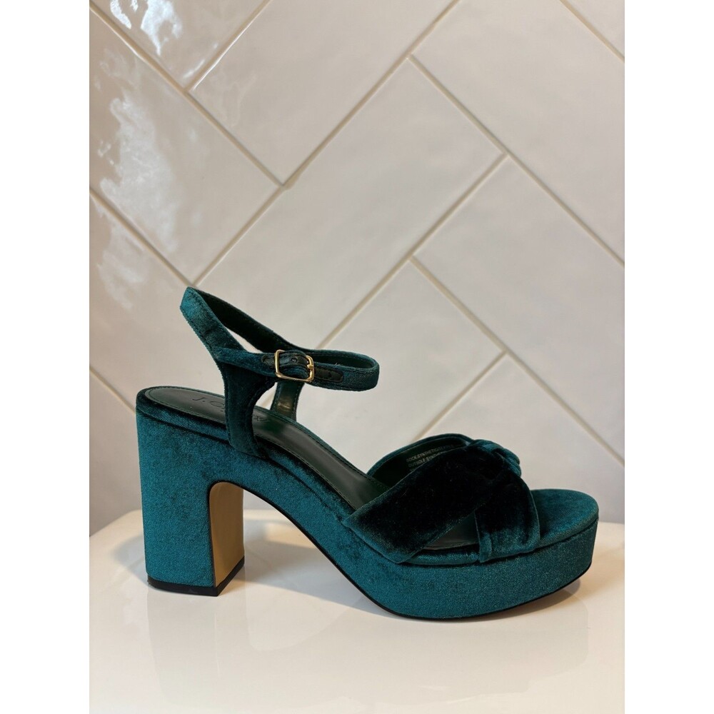 J. Crew Velvet Bow Women's Platform Heels - Academic Green Size 8 y2k boho $148